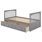 FAMYYT Letto singolo in legno con cassetti, sponde a forma di recinzione, scaletta, facile montaggio