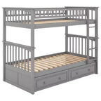 FAMYYT Letto singolo in legno con cassetti, sponde a forma di recinzione, scaletta, facile montaggio