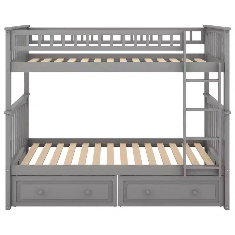 FAMYYT Letto singolo in legno con cassetti, sponde a forma di recinzione, scaletta, facile montaggio