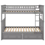 FAMYYT Letto singolo in legno con cassetti, sponde a forma di recinzione, scaletta, facile montaggio