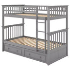 FAMYYT Letto singolo in legno con cassetti, sponde a forma di recinzione, scaletta, facile montaggio